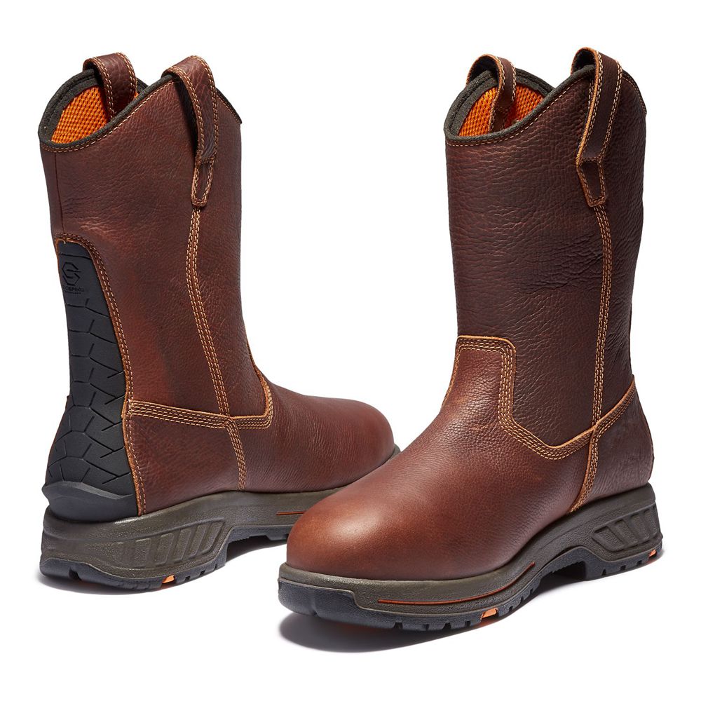 Timberland Μποτακια Εργασίας Ανδρικα Καφε - Pro® Helix Hd Soft Toe Pull-On - Greece 2743901-UW